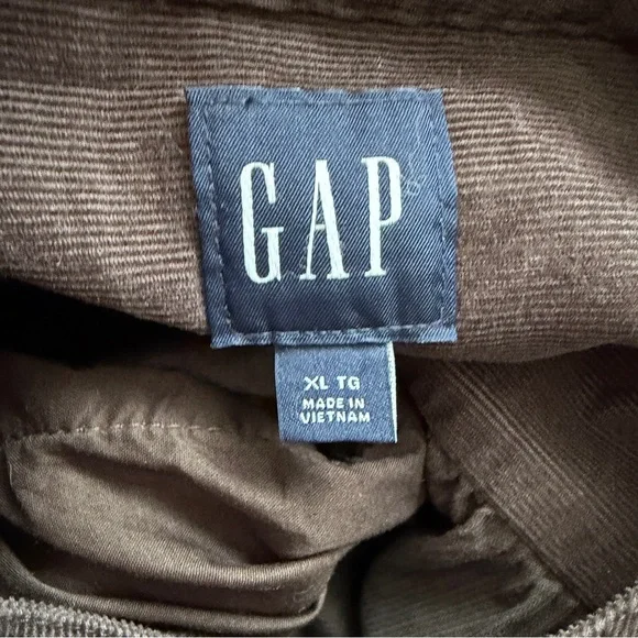 Gap Womens Puff Sleeve Corduroy Mini Shirt Dress XL Brown Peasant Cotton Buttons - Picture 2 of 8
